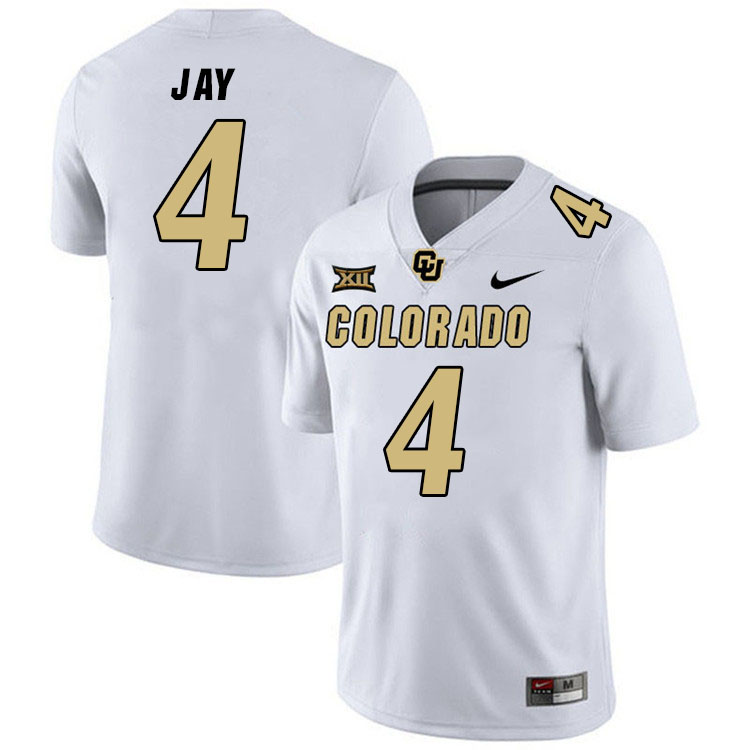 Colorado Buffaloes #4 Travis Jay Big 12 Conference College Football Jerseys Stitched Sale-White